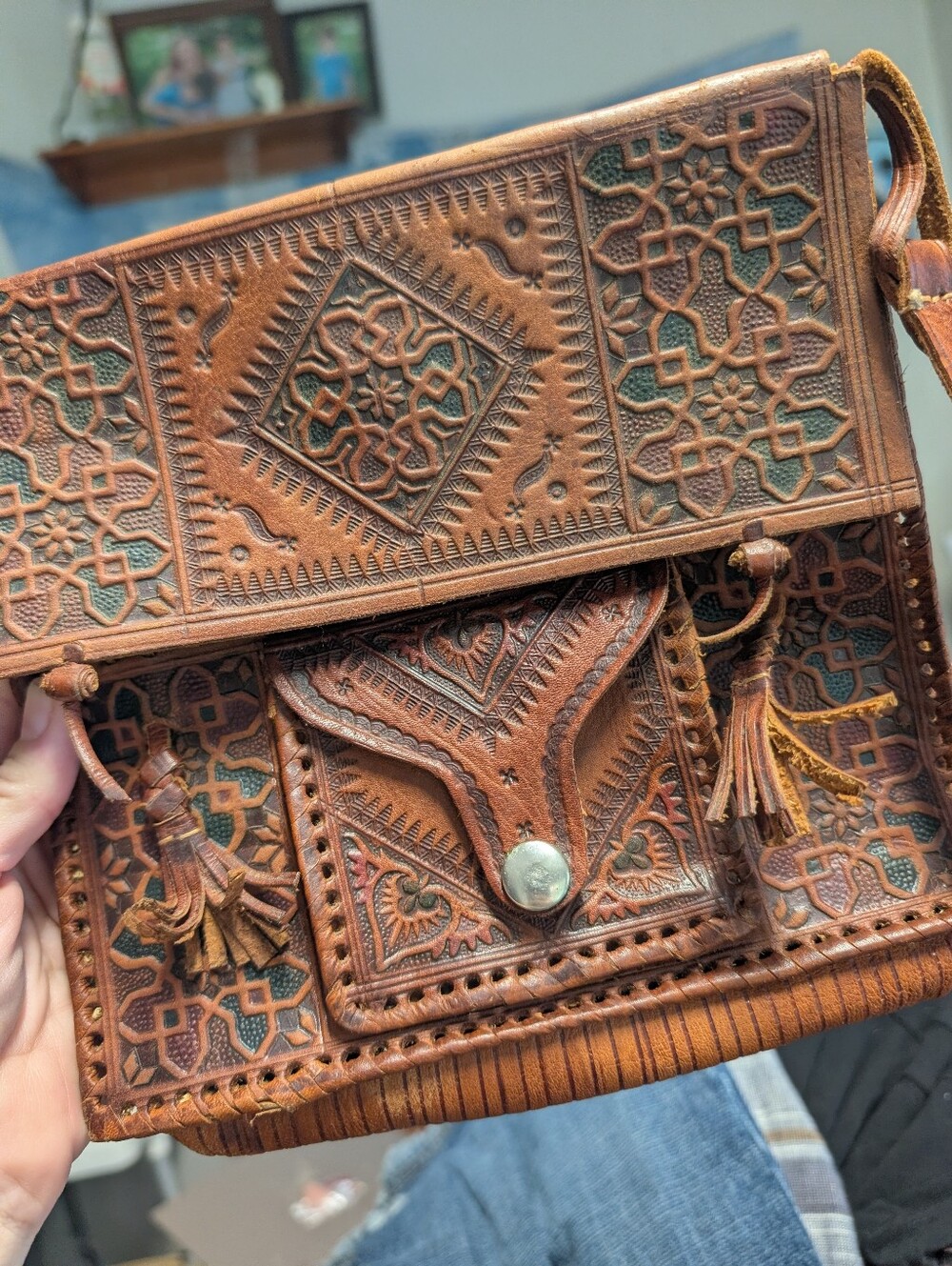 Handcrafted Moroccan Leather Bag Vintage Boho Indie Festival Crossbody